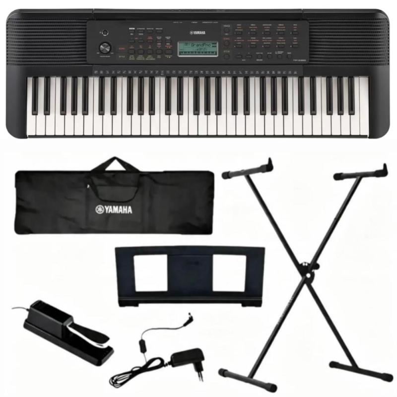 Kit Teclado Yamaha Psr-e283+Fonte+Capa+Suporte+Pedal Sustem