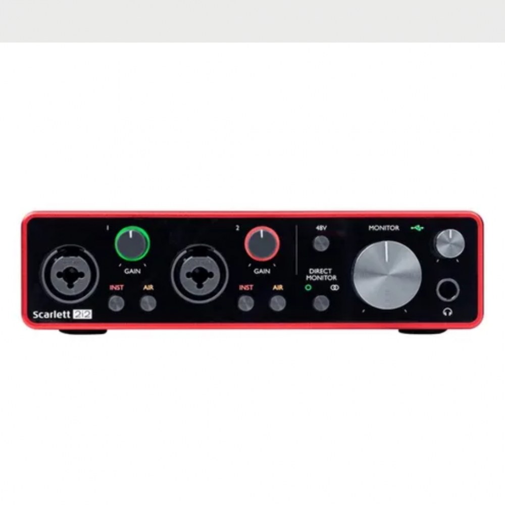 Interface de áudio Focusrite Scarlett 2i2 3ª geração Placa de gravação