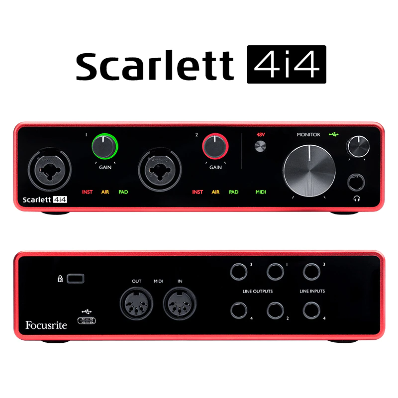 Interface Audio focusrite scarlett 4i4(3rd gen) 4 entrada 4 saída usb interface de áudio placa de som para gravação